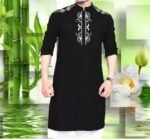 New Semi Long Printed Linen Panjabi For Men